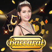 Baccarat game artwork with playing cards